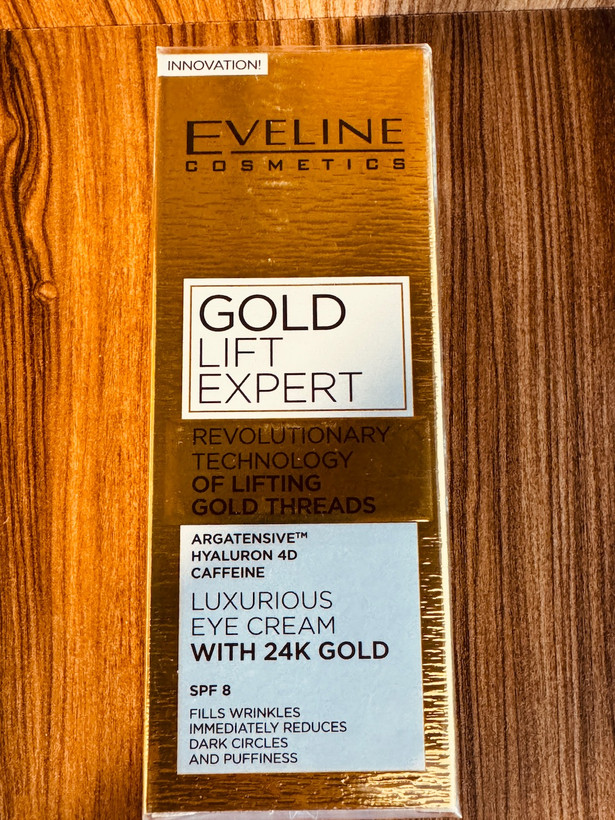 کرم دور چشم طلا 24 عیار اولاین لیفت کننده و ضد چروک اصل دور چشم حجم 15 میل EVELINE Gold Lift Expert Eye Cream 5901761941975